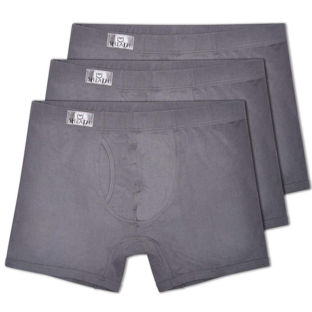 SHEATH 3.21 Men's Dual Pouch Boxer Brief - Gray 3 Pack