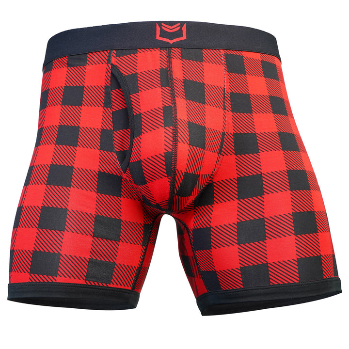 SHEATH 4.0 Bamboo Dual Pouch Boxer Brief - Red Holiday Plaid