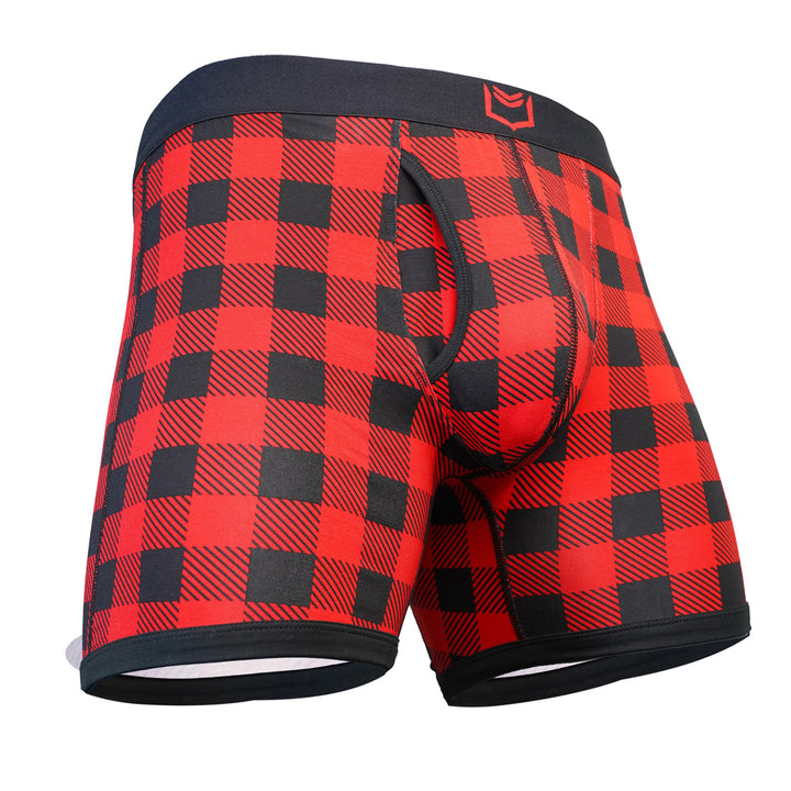 SHEATH 4.0 Bamboo Dual Pouch Boxer Brief - Red Holiday Plaid