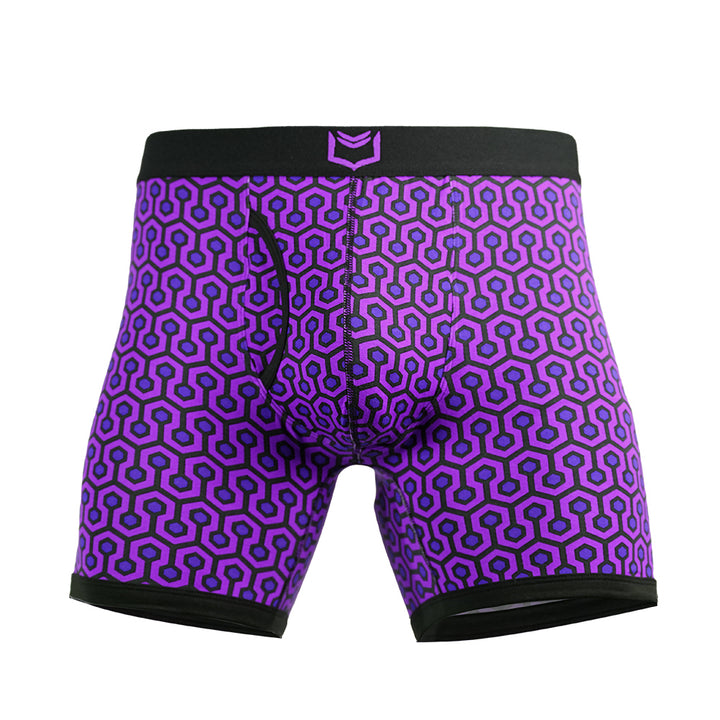 SHEATH 4.0 Dual Pouch Boxer Brief - Purple Hexagon