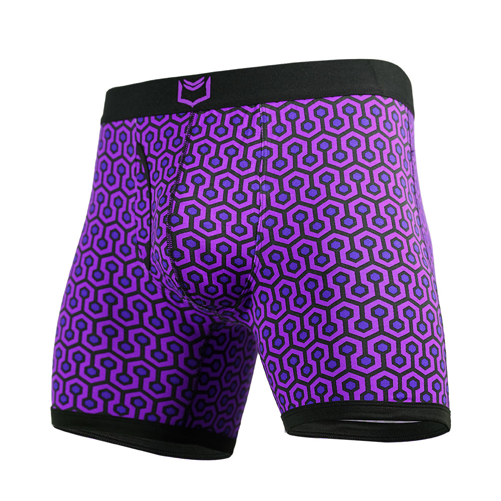 SHEATH 4.0 Dual Pouch Boxer Brief - Purple Hexagon