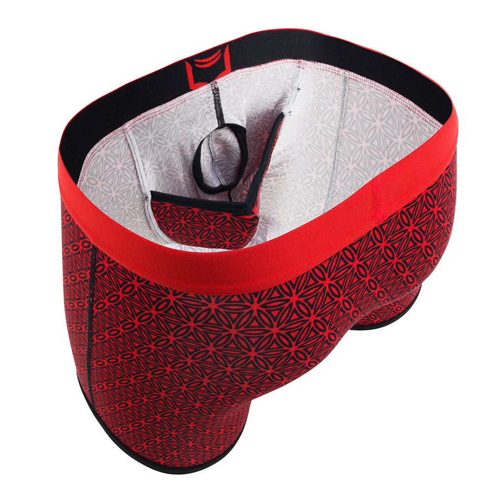 SHEATH 4.0 Dual Pouch Boxer Brief - Red & Black Flower of Life