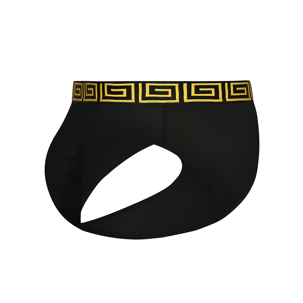 SHEATH Modal European Cut Dual Pouch Briefs - Black & Gold