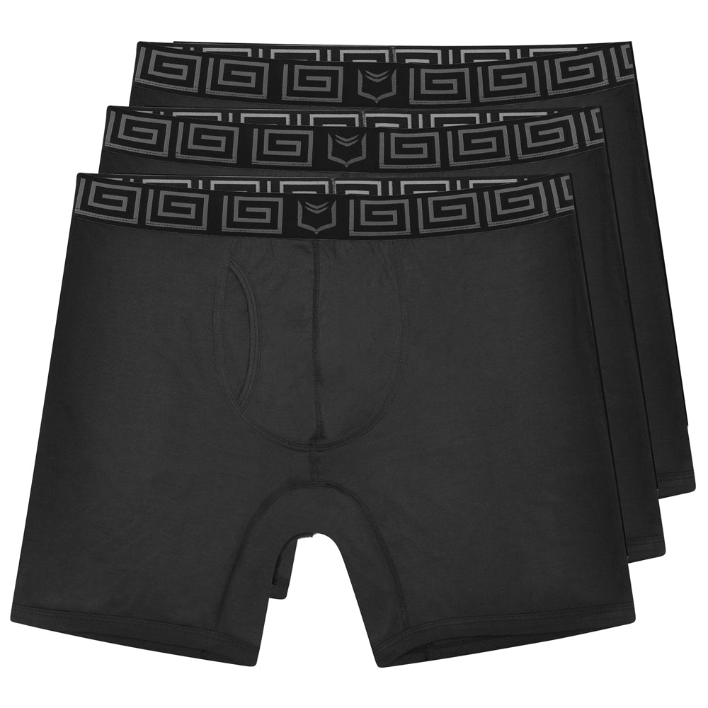 SHEATH V Bamboo 8" Sport Performance Boxer Brief - Black 3 Pack