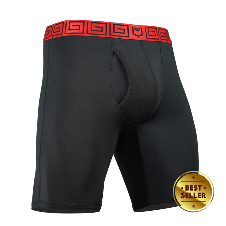 SHEATH V Sports Performance Dual Pouch Boxer Brief - Black & Red